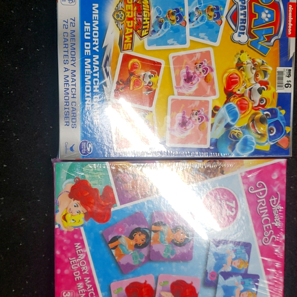 Set of two new memory games paw patrol and Disney princess